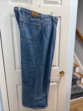 Lands' End Men's Straight Jeans in Classic Blue Denim
